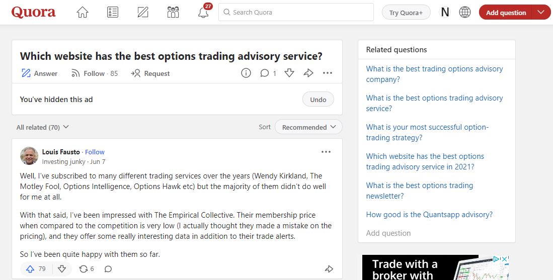 Quora Website Has the Best Options Trading Advisory Service